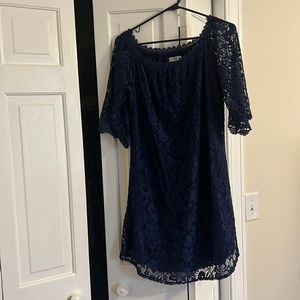 Lacy blue off the shoulder dress